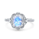 Halo Ballerina Style Oval Natural Stone