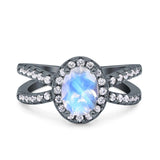 Halo Split Shank Oval Natural Stone