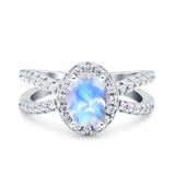 Halo Split Shank Oval Natural Stone
