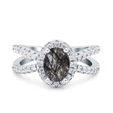 Halo Split Shank Oval Natural Stone
