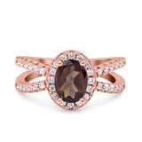 Halo Split Shank Oval Natural Stone