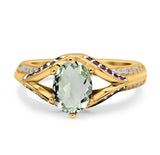 Two Tone Oval Natural Stone Ring