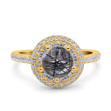 Art Deco Round Natural Stone Ring