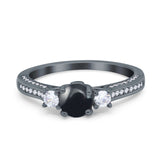 Three Stone Round Natural Stone Ring