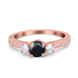Three Stone Round Natural Stone Ring
