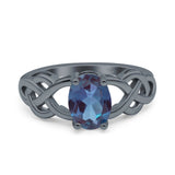 Art Deco Oval Natural Stone Trinity Ring