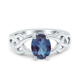 Art Deco Oval Natural Stone Trinity Ring