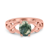 Art Deco Oval Natural Stone Trinity Ring