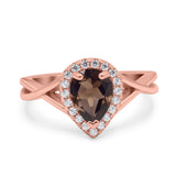 Pear Teardrop Natural Stone Twisted Ring