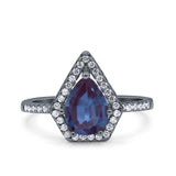 Pear Teardrop Natural Stone Halo Ring