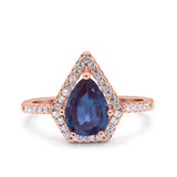 Pear Teardrop Natural Stone Halo Ring