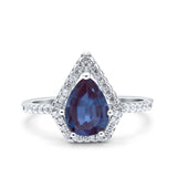 Pear Teardrop Natural Stone Halo Ring