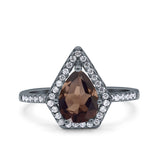 Pear Teardrop Natural Stone Halo Ring