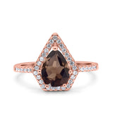 Pear Teardrop Natural Stone Halo Ring