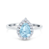 Pear Teardrop Natural Stone Halo Ring