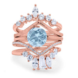 Three Piece Round Natural Stone Cocktail Ring
