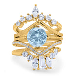 Three Piece Round Natural Stone Cocktail Ring