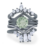 Three Piece Round Natural Stone Cocktail Ring
