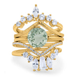 Three Piece Round Natural Stone Cocktail Ring