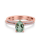 Two Piece Pear Teardrop Natural Stone Ring