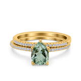 Two Piece Pear Teardrop Natural Stone Ring