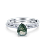 Two Piece Pear Teardrop Natural Stone Ring