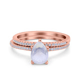 Two Piece Pear Teardrop Natural Stone Ring