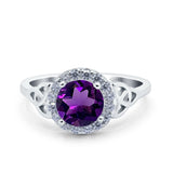 Art Deco Round Natural Stone Triquetra Ring