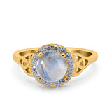 Art Deco Round Natural Stone Triquetra Ring