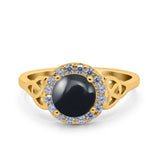 Art Deco Round Natural Stone Triquetra Ring