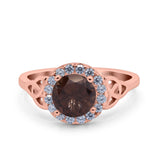 Art Deco Round Natural Stone Triquetra Ring