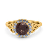 Art Deco Round Natural Stone Triquetra Ring