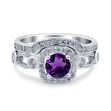 Two Piece Round Natural Stone Ring