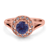 Art Deco Round Natural Stone Floral Ring