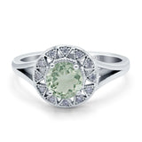 Art Deco Round Natural Stone Floral Ring