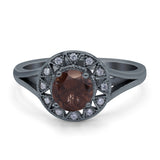 Art Deco Round Natural Stone Floral Ring