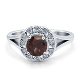 Art Deco Round Natural Stone Floral Ring