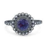 Floral Art Deco Round Natural Stone Ring
