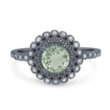 Floral Art Deco Round Natural Stone Ring