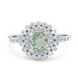 Floral Art Deco Round Natural Stone Ring
