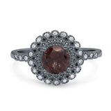 Floral Art Deco Round Natural Stone Ring