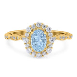 Oval Natural Stone Floral Halo Ring