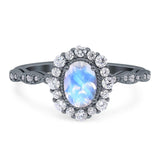 Oval Natural Stone Floral Halo Ring