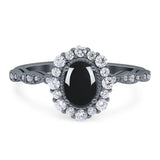 Oval Natural Stone Floral Halo Ring