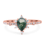 Pear Teardrop Natural Stone Cluster Ring