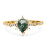 Pear Teardrop Natural Stone Cluster Ring