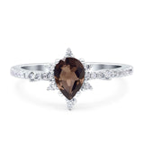 Pear Teardrop Natural Stone Cluster Ring