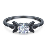 Art Deco Round Natural Stone Floral Ring