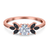 Art Deco Round Natural Stone Floral Ring