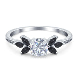 Art Deco Round Natural Stone Floral Ring